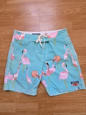 AMBSN 17" Flamingo Print Boardshorts Sz 30